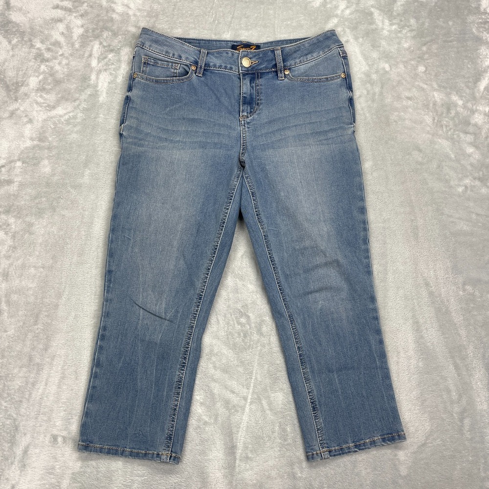 Seven7 Jeans Womens 10 (32x22) Blue Denim Stretch 5-Pocket Capri Skinny Leg